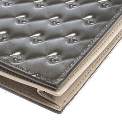 Pre Owned Fendi Metallic Grey Patent Leather Fendilicious Wallet on Chain