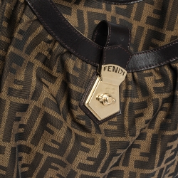 Pre Owned Fendi Tobacco Zucca Canvas and Leather Borsa Chef Tote