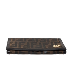 Pre Owned Fendi Tobacco Zucca Canvas Continental Flap Wallet