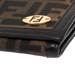 Pre Owned Fendi Tobacco Zucca Canvas Continental Flap Wallet