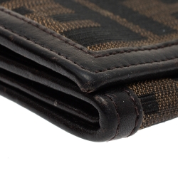 Pre Owned Fendi Tobacco Zucca Canvas Continental Flap Wallet