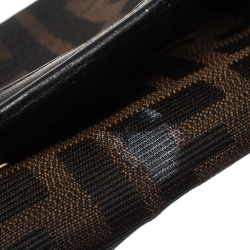 Pre Owned Fendi Tobacco Zucca Canvas Continental Flap Wallet