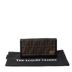 Pre Owned Fendi Tobacco Zucca Canvas Continental Flap Wallet