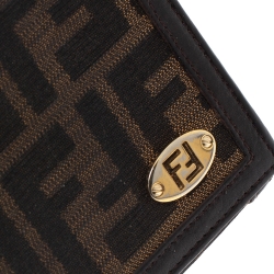 Pre Owned Fendi Tobacco Zucca Canvas Continental Flap Wallet