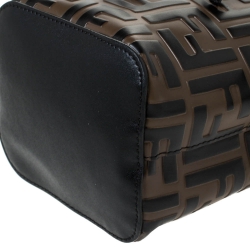 مملوكة مسبقًا Fendi Brown/Black Zucca Leather Mini Mon Tresor Drawstring Bucket Bag