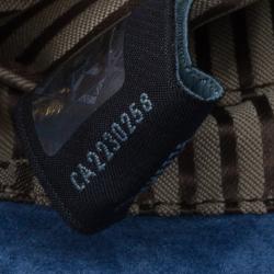 Pre Owned Fendi Blue Crosshatched Leather Mini Chameleon Crossbody