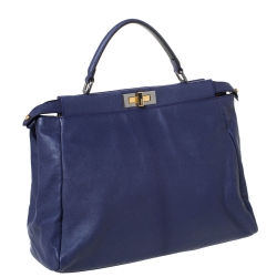 Pre Owned Fendi Purple Leather Large Peekaboo Top Handle Bag