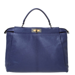 Pre Owned Fendi Purple Leather Large Peekaboo Top Handle Bag