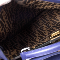 Pre Owned Fendi Purple Leather Large Peekaboo Top Handle Bag