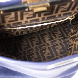 Pre Owned Fendi Purple Leather Large Peekaboo Top Handle Bag