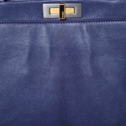 Pre Owned Fendi Purple Leather Large Peekaboo Top Handle Bag