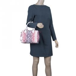 Pre Owned حقيبة فندي فوريفر بوسطن أحمر وأبيض