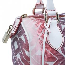 Pre Owned حقيبة فندي فوريفر بوسطن أحمر وأبيض