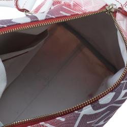 Pre Owned حقيبة فندي فوريفر بوسطن أحمر وأبيض