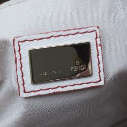 Pre Owned حقيبة فندي فوريفر بوسطن أحمر وأبيض