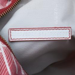 Pre Owned حقيبة فندي فوريفر بوسطن أحمر وأبيض