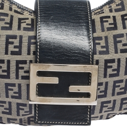 Pre Owned Fendi Navy Blue Zucchino Canvas and Leather Flap Hobo