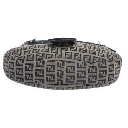 Pre Owned Fendi Navy Blue Zucchino Canvas and Leather Flap Hobo