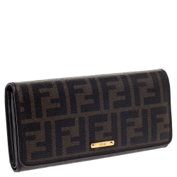 Pre Owned Fendi Tobacco Zucca Coated Canvas Continental Wallet