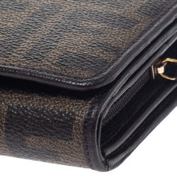 Pre Owned Fendi Tobacco Zucca Coated Canvas Continental Wallet