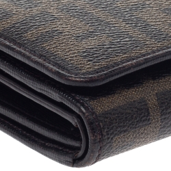 Pre Owned Fendi Tobacco Zucca Coated Canvas Continental Wallet