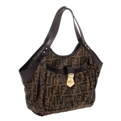 Pre Owned Fendi Tobacco Zucca Canvas Chef Tote