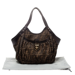 Pre Owned Fendi Tobacco Zucca Canvas Chef Tote