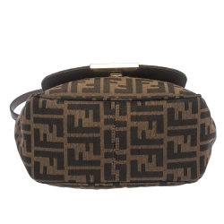 Pre Owned Fendi Tobacco Zucca Canvas and Leather Flap Crossbody Bag