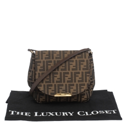 Pre Owned Fendi Tobacco Zucca Canvas and Leather Flap Crossbody Bag