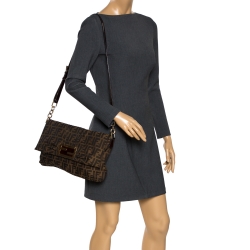 Pre Owned Fendi Tobacco Zucca Canvas Mia Shoulder Bag