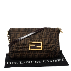 Pre Owned Fendi Tobacco Zucca Canvas Mia Shoulder Bag