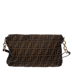 Pre Owned Fendi Tobacco Zucca Canvas Mia Shoulder Bag