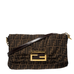 Pre Owned Fendi Tobacco Zucca Canvas Mia Shoulder Bag