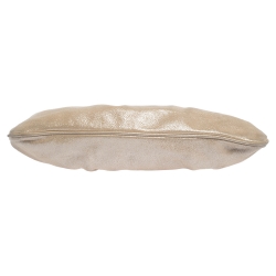 Pre Owned Fendi Metallic Beige Leather Cutout Handle Clutch