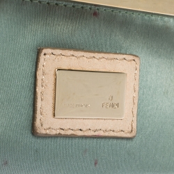 Pre Owned Fendi Metallic Beige Leather Cutout Handle Clutch