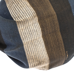 Pre Owned Fendi Multicolor Stripe Canvas and Leather Mini Chef Hobo