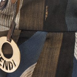 Pre Owned Fendi Multicolor Stripe Canvas and Leather Mini Chef Hobo