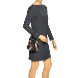 Pre Owned Fendi Multicolor Stripe Canvas and Leather Mini Chef Hobo