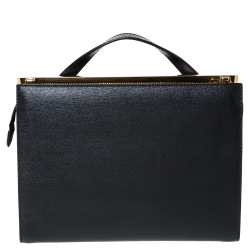 Pre Owned Fendi Black Textured Leather Small Demi Jour Top Handle Bag