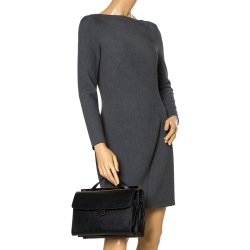 Pre Owned Fendi Black Textured Leather Small Demi Jour Top Handle Bag