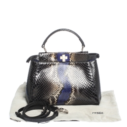 Pre Owned Fendi Multicolor Python Mini Peekaboo Bag
