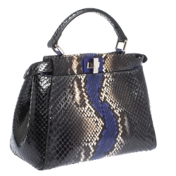 Pre Owned Fendi Multicolor Python Mini Peekaboo Bag
