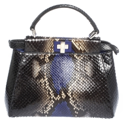Pre Owned Fendi Multicolor Python Mini Peekaboo Bag