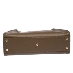 Pre Owned Fendi Brown Leather Medium Peekaboo Top Handle Bag