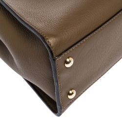 Pre Owned Fendi Brown Leather Medium Peekaboo Top Handle Bag