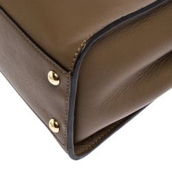 Pre Owned Fendi Brown Leather Medium Peekaboo Top Handle Bag