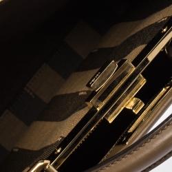 Pre Owned Fendi Brown Leather Medium Peekaboo Top Handle Bag