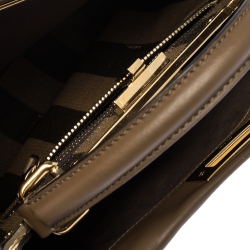 Pre Owned Fendi Brown Leather Medium Peekaboo Top Handle Bag