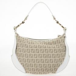 Pre Owned Fendi Zucchino Canvas Front Pocket Hobo Bag
