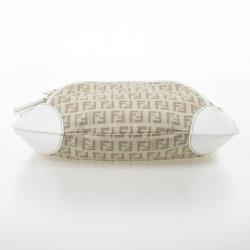 Pre Owned Fendi Zucchino Canvas Front Pocket Hobo Bag